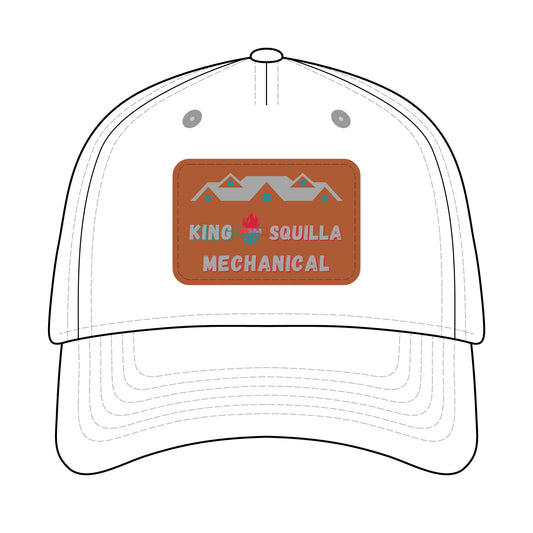 Leather Patch Baseball Cap — "King Squilla Mechanical" Outdoor Work Hat