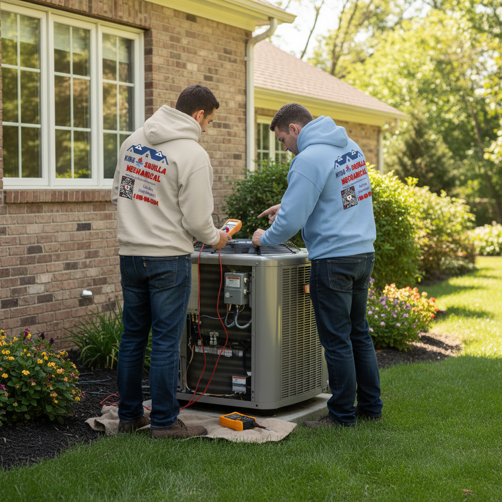 KSM Hoodie Lifestyle - Two Techs at Condenser